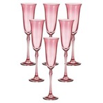 Ficha técnica e caractérísticas do produto Jogo de Taças de Champagne Bohemia Cristal Rosa 200Ml 6 Peças - Vermelho