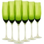 Ficha técnica e caractérísticas do produto Jogo de Taças P/ Champagne 250ml Verde - 6 Peças - Vika