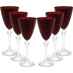 Ficha técnica e caractérísticas do produto Jogo de Taças para Vinho Elizabeth 250ml 6 Peças Vermelha - Ricaelle