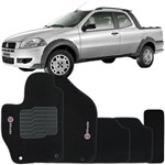 Ficha técnica e caractérísticas do produto Jogo de Tapete Automotivo Carpete Fiat Strada Cabine Dupla 2007 à 2012 Soft Logo Bordado Preto