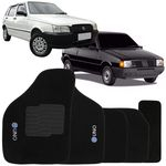 Ficha técnica e caractérísticas do produto Jogo de Tapete Automotivo Carpete Fiat Uno 1985 à 2007 Soft Logo Bordado Preto 5 Peças