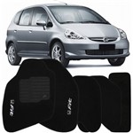Ficha técnica e caractérísticas do produto Jogo de Tapete Automotivo Carpete Honda Fit 2004 à 2008 Soft Logo Bordado Preto 5 Peças - S/m