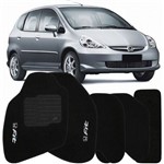 Ficha técnica e caractérísticas do produto Jogo de Tapete Automotivo Carpete Honda Fit 2004 à 2008 Soft Logo Bordado Preto 5 Peças