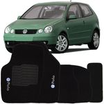 Ficha técnica e caractérísticas do produto Jogo de Tapete Automotivo Carpete Volkswagen Polo 2003 à 2008 Soft Logo Bordado Preto 5 Peças