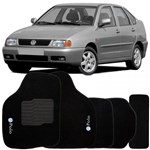 Ficha técnica e caractérísticas do produto Jogo de Tapete Automotivo Carpete Volkswagen Polo 1997 à 2001 Soft Logo Bordado Preto 5 Peças - S/m