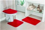 Ficha técnica e caractérísticas do produto Jogo de Tapete de Banheiro 3 Peças Liso - Vermelho - Guga Tapetes
