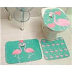 Jogo de Tapete para Banheiro 3 Peças Decore Flamingo Verde