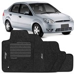 Ficha técnica e caractérísticas do produto Jogo de Tapetes Carpete Ford Fiesta 2008 a 2012 Hatch Sedan Grafite Bordado 5 Peças