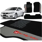 Ficha técnica e caractérísticas do produto Jogo de Tapetes Carpete Honda New Civic 2012 a 2017 Preto Bordado 3 Peças