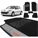 Ficha técnica e caractérísticas do produto Jogo de Tapetes Carpete Peugeot 206 Preto Bordado 5 Peças