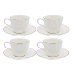 Ficha técnica e caractérísticas do produto Jogo de Xícara para Café Porcelana Sultan Gold 4 Unidades - Yazi - Branco