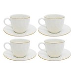 Ficha técnica e caractérísticas do produto Jogo de Xícara para Chá Porcelana Sultan Gold 4 Unidades - Yazi - Branco