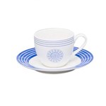Ficha técnica e caractérísticas do produto Jogo de Xícaras de Café com Pires Porcelana 12 Peças 80ml Rojemac Branco/Azul