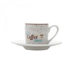 Ficha técnica e caractérísticas do produto Jogo de Xícaras de Café com Pires Porcelana 12 Peças 90ml Coffee Time Rojemac Branco/Marrom
