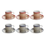 Ficha técnica e caractérísticas do produto Jogo de xícaras para café em porcelana Dynasty Coffe Time 6 peças 80ml