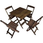 Ficha técnica e caractérísticas do produto Jogo Mesa Conjunto 4 Cadeiras Madeira 70 por 70 Dobráveis Café