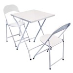 Ficha técnica e caractérísticas do produto Conjunto de Mesa em Aço com 2 Cadeiras Branco - D7