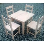 Ficha técnica e caractérísticas do produto Jogo Mesa Infantil 4 Cadeiras de Madeira Móveis Rústicos - Bege Claro