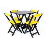 Ficha técnica e caractérísticas do produto Jogo Mesa Madeira Dobravel com 4 Cadeiras Colorida Tabaco/Amarelo