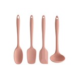 Ficha técnica e caractérísticas do produto Jogo Talheres Rosa Silicone Utensílio Espatula Colher Concha - ou