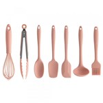 Jogo Talheres Rosa Silicone Utensílios Cozinha Colher Concha - ou