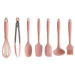 Ficha técnica e caractérísticas do produto Jogo Talheres Rosa Silicone Utensílios Cozinha Colher Concha