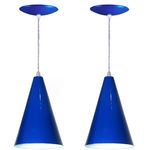 Ficha técnica e caractérísticas do produto Kit 02 Pendentes Cone em Alumínio - Cor Azul
