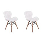 Ficha técnica e caractérísticas do produto Kit 02 Cadeiras Charles Eames Eiffel Slim Wood Estofada - Branco