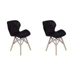 Ficha técnica e caractérísticas do produto Kit 02 Cadeiras Charles Eames Eiffel Slim Wood Estofada - Preta