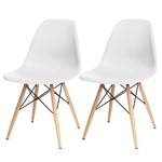 Ficha técnica e caractérísticas do produto Kit 02 Cadeiras Decorativas Eiffel Charles Eames Branco com Pés de Madeira - Lym Decor