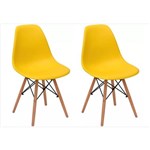 Ficha técnica e caractérísticas do produto Kit 02 Cadeiras Eiffel Charles Eames Amarela com Base de Madeira Dsw