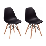 Ficha técnica e caractérísticas do produto Kit 02 Cadeiras Eiffel Charles Eames em ABS Preta com Base de Madeira DSW