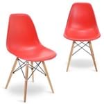 Ficha técnica e caractérísticas do produto Kit 02 Cadeiras Eiffel Charles Eames em Abs Vermelho com Base de Madeira Dsw