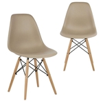 Ficha técnica e caractérísticas do produto Kit 02 Cadeiras Eiffel Charles Eames Nude Com Base De Madeira Dsw
