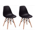 Ficha técnica e caractérísticas do produto Kit 02 Cadeiras Eiffel Charles Eames em ABS Preta com Base de Madeira DSW - Preto