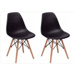 Ficha técnica e caractérísticas do produto Kit 02 Cadeiras Eiffel Charles Eames Preta com Base de Madeira Dsw