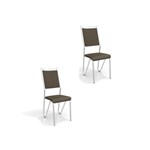 Ficha técnica e caractérísticas do produto Kit 02 Cadeiras para Cozinha Londres 2C056cr Cromado/Marrom - Kappesberg