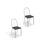 Kit 02 Cadeiras para Cozinha Noruega 2c077cr Cromado/preto Linho Cinza - Kappesberg
