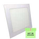 Ficha técnica e caractérísticas do produto Kit 20 Luminária Led Painel Plafon Embutir 18W Quadrado 22X22cm Branco Quente