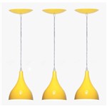 Ficha técnica e caractérísticas do produto Kit 03 Luminárias Gota Amarela em Alumínio