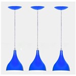 Ficha técnica e caractérísticas do produto Kit 03 Luminárias Gota em Alumínio - Azul