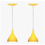 Ficha técnica e caractérísticas do produto Kit 02 Luminárias Pendente Gota Amarela em Alumínio