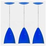 Ficha técnica e caractérísticas do produto Kit 03 Luminárias Pendente Bala em Alumínio - Cor Azul