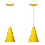 Ficha técnica e caractérísticas do produto Kit 02 Luminárias Cone em Alumínio - Cor Amarelo