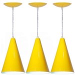 Ficha técnica e caractérísticas do produto Kit 03 Arandelas Pendente Cone em Alumínio - Cor Amarelo