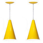 Ficha técnica e caractérísticas do produto Kit 02 Luminárias Pendente Cone em alumínio - Cor Amarelo