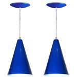 Kit 02 Luminárias Pendente Cone em Alumínio - Cor Azul