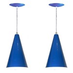 Ficha técnica e caractérísticas do produto Kit 02 Luminárias Pendente Cone em Alumínio - Cor Azul