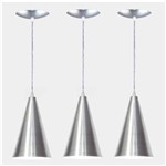 Ficha técnica e caractérísticas do produto Kit 03 Luminárias Cone em Alumínio - Escovado