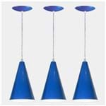 Ficha técnica e caractérísticas do produto Kit 03 Lustres Cone em Alumínio Cor Azul
